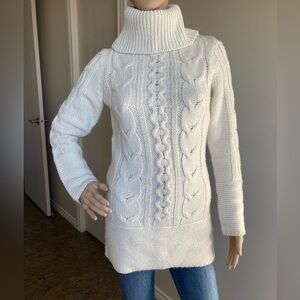 Cozy Ivory Turtleneck Cable Knit Sweater